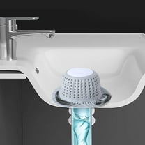 Drain Cover Hair Catcher Bathtub Sink Filter 4.7x2 Inch Non-Slip Press Type Easy Clean Bathroom Clog Preventer(Gray)