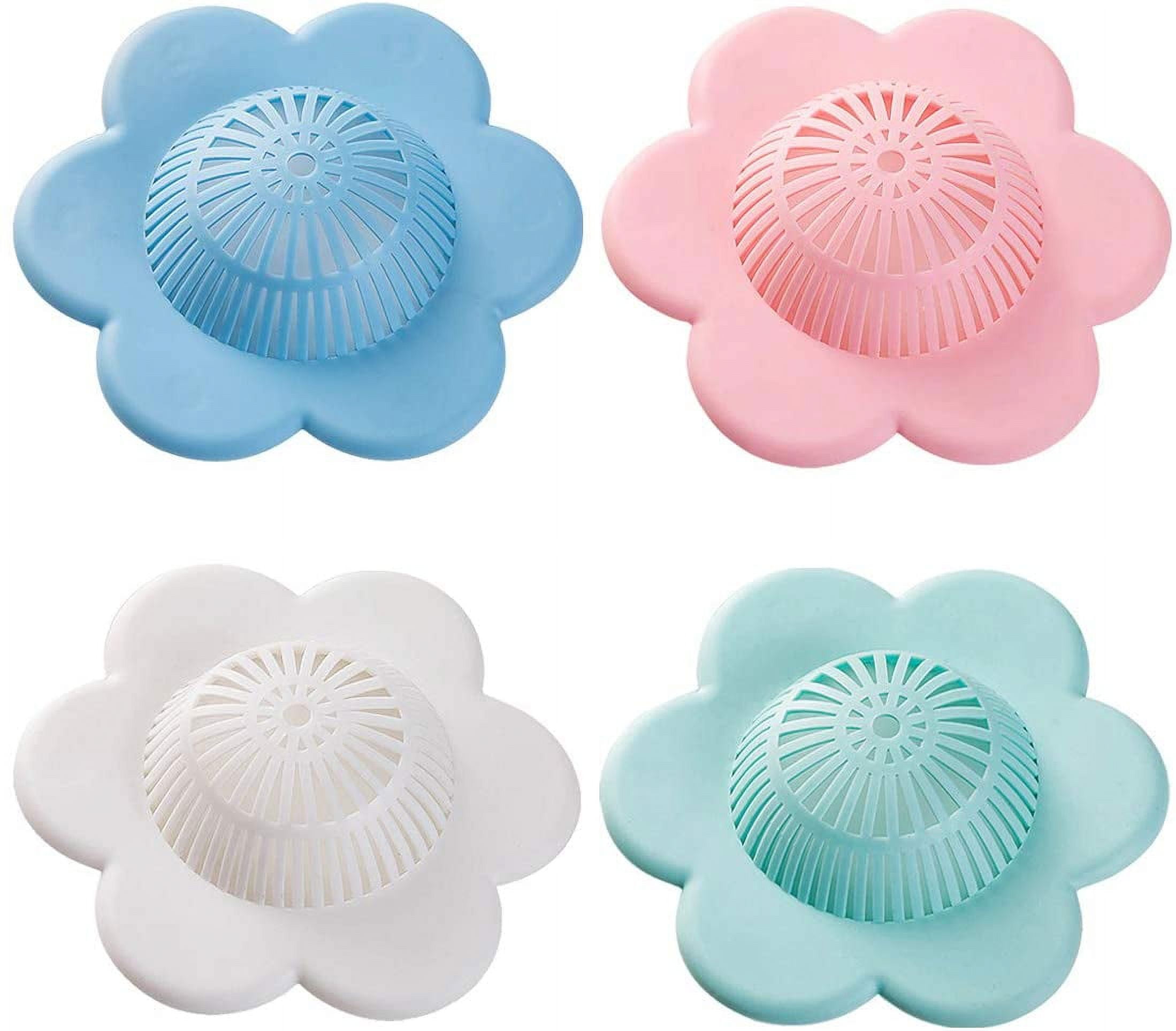 Drain Cover - Hair Catcher - Silicone Hair Stopper Shower - With Suction Cups Suit for Bathroom Bathtub and Kitchen （4 Pack）
