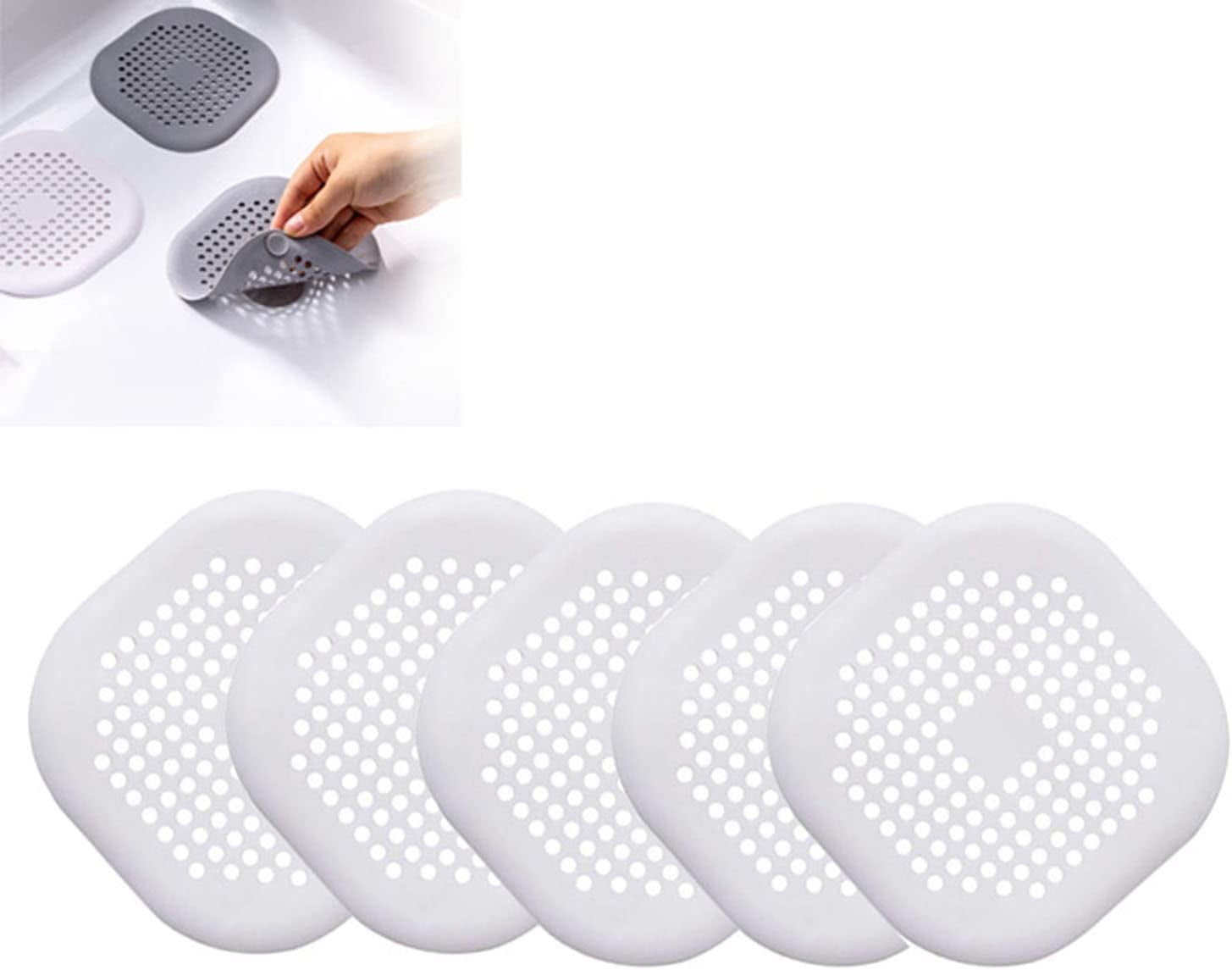 Drain Cover for Shower, Silicone Hair Stopper with Suction Cups, Square