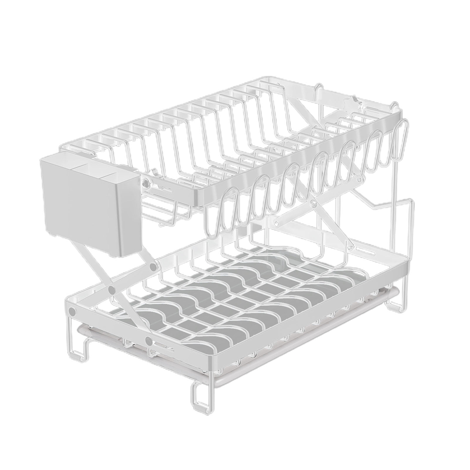 Drain Dish Rack with Wine Glass Holder, Strong Load-bearing Height ...