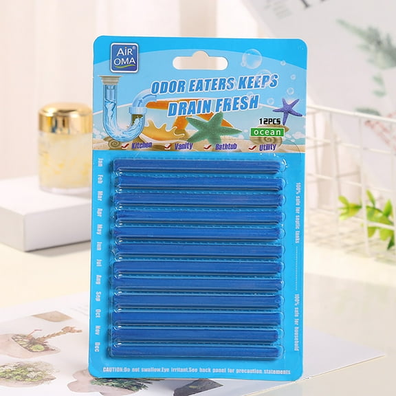 Drain Freshener Sticks, Odor Eliminator with Jasmine Scent, 12 Pack, Keeps Drains Clear and Smelling Fresh, Easy to Use
