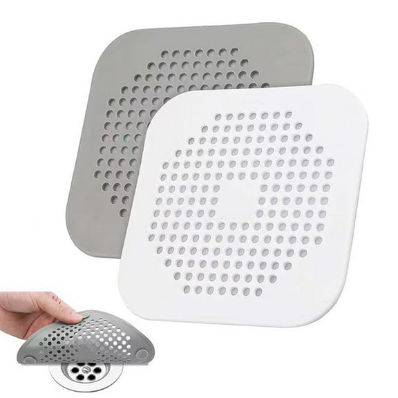 Drain Hair Catcher 2 Packs, Shower/Bathtub Drain Cover, Silicone Hair Catcher for Shower, Square Drain Stopper for Tub,Kitchen,Bathroom Gseagtia