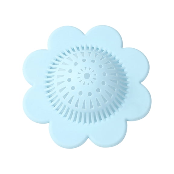 Drain Hair Catcher, Light Blue Silicone Flower Shaped, 1 Pack 4.5 inch Universal Sink Strainer, Suitable for Bathroom Bathtub Kitchen Sink Shower Drains to Block Hair Debris Prevent Clogging