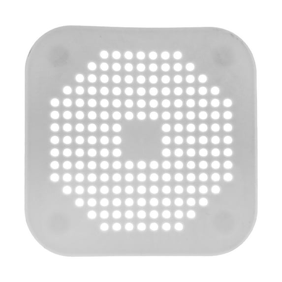 Drain Hair Catcher Pad,Square Drain Cover,Filter Screen,Silicone Tube Trap Shower With Sucker For Bathroom Kitchen,5.5" Flat Square Rubber Strainer Plug Filter Bathtub Sink Home Drain Protect(Gray)