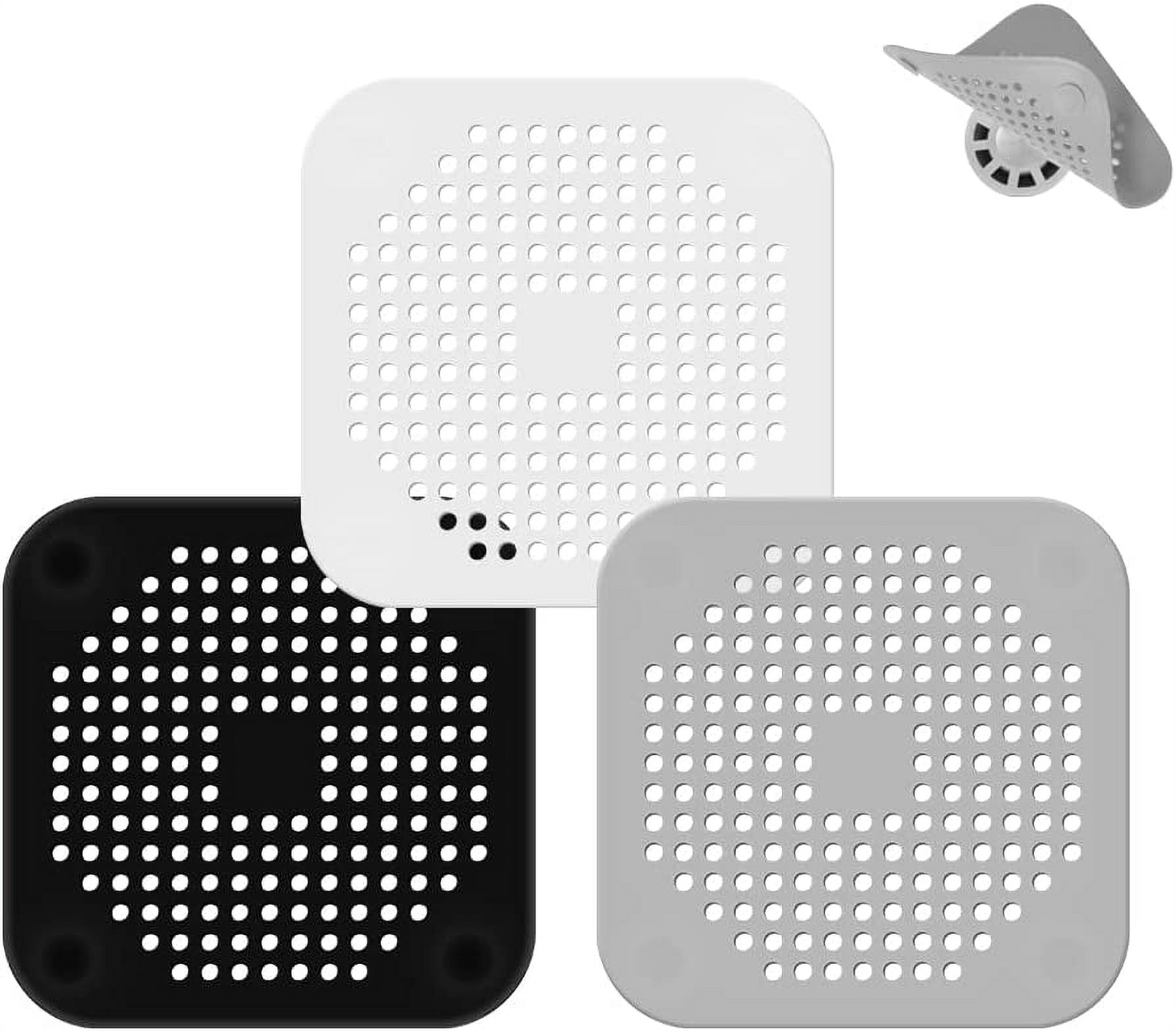 2-Pack Silicone Drain Hair Catcher – Square Shower Drain Cover With Suction Cups For Bathroom, Bathtub, Kitchen Sink