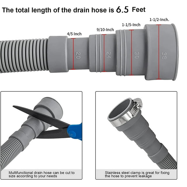 Drain Hose Extension Set Universal Washing Machine Hose 6.5Ft