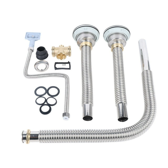 Drain Kit Double Bowl Kitchen Sink Pipe Plumbing Replacement Stainless