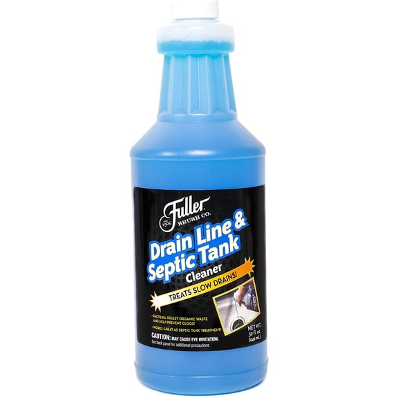 Drain Line & Septic Tank Cleaner  32 oz Enzyme-Based Drain Cleaner for Slow Drains, Grease & Food Buildup, Safe for PVC/Metal Pipes & Septic Systems (Pack of 1)
