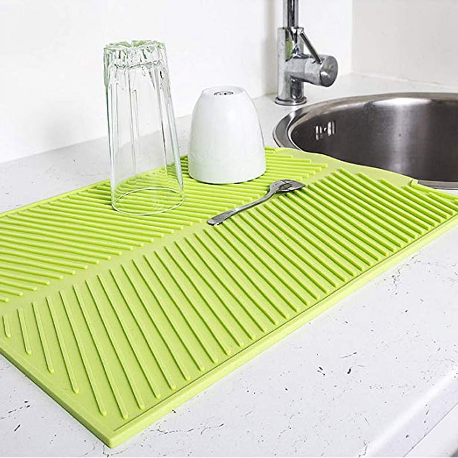 Silicone Dish Drying Mat - XXL 21 x 18 - Extra Large Dish Drying Mat, Counter Top Mat, Dish Draining Mat, Sink Mat, Large Silicone Trivet