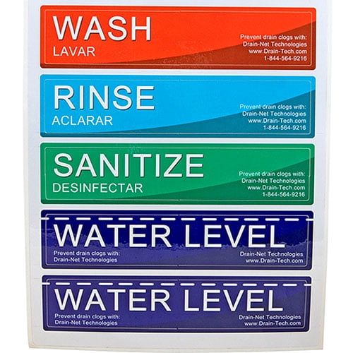 Drain Net - WRS1 - Wash-Rinse-Sanitizer Sticker Kit
