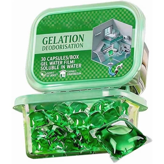 Drain Odor Eliminator Pods, Bio-Enzyme Sewer Pipes Capsules, Continuous Fresh Fragrance, Smelly Drain Cleaner, Water-Soluble Odor Neutralizing Beads, for Sinks, Showers & Pipes