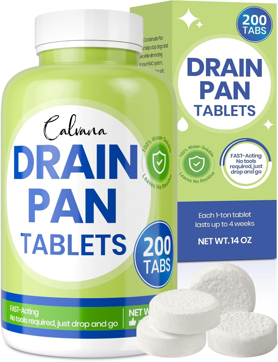 Drain Pan Tabs - 200 Tablets, AC Drain Line Cleaner, Fast-Acting ...