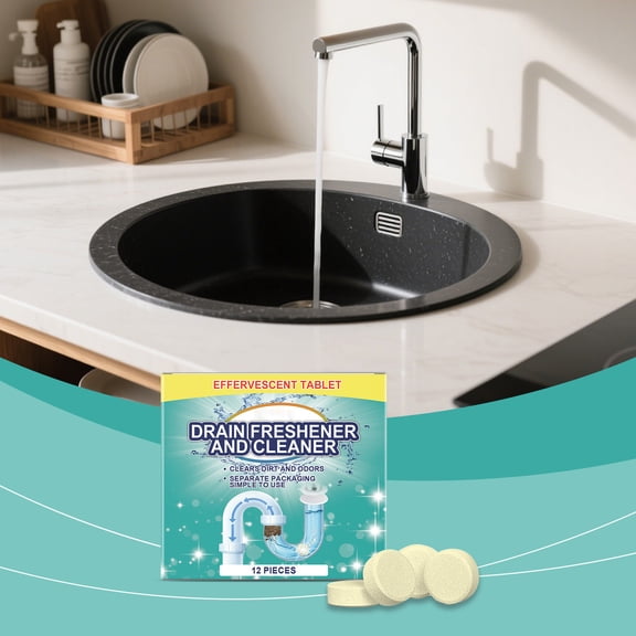 Drain Pipe Cleaning Tablets Kitchen Bathroom Laundry Clog Removal Grease Hair Soap Scum Elimination,Easy Use Safe Environmentally Friendly Cost-Effective Solution for Home Plumbing Maintenance-A