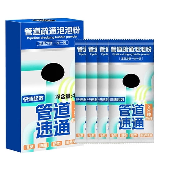Drain Pipe Unclogging and Cleaning Powder for Kitchen Bathroom Sink Drain Blockage Remover 4 Packs White