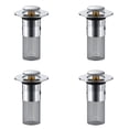 thumbnail image 1 of Drain Plug with Removable Stainless Steel Filter Basket, 4Pc Bathroom Sink Stopper with Hair Catcher, Anti-Clog Brass Core Strainer for Basin, Shower, Tub, Fits 1.18"Drains, Silver, 1 of 5
