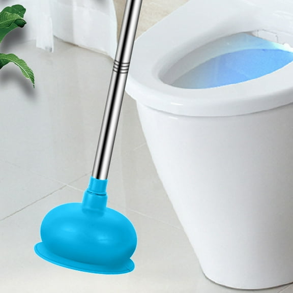 Drain Plunger, Small Hand Force Plumber Helper, Little 6 inch Cup Clog Remover, Tiny Rubber Unclogger in 23" Handle for Kitchen Sink, Bathroom Toilet, Shower Bath Tub(Blue)