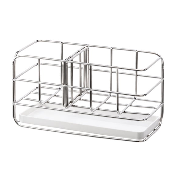 Drain Rack Dish Drying Cutlery Tray Kitchen Storage Shelf Sink Sponge Holder Organizer Stainless Steel White