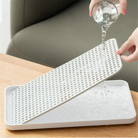 Drain Rack for Kitchen Basin Detachable Dish Drain Rack with Unique Water Storage Tray and Drain Plate for Efficient Dish Drying,14.96×4.13×0.66 inch,WhiteA