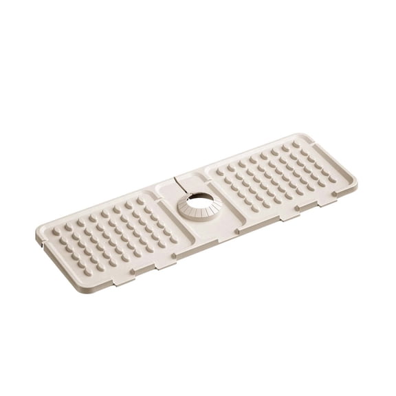 Drain Rack Kitchen Guard and Mat Protector for Faucet Area – Silicone Tap Mat Stone Tray Shield for Bathroom and Kitchen, 16.33×5.51 inch, White