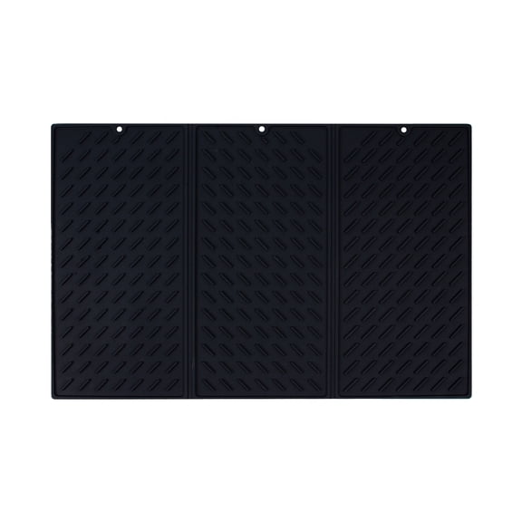 Drain Rack Kitchen Performance Silicone Dish Drying Mat for Countertop Use Large Tri-fold Design Heat- Easy Clean -Purpose Kitchen Mat, 24.09*15.75 in, Black
