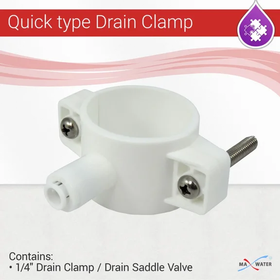 Drain Saddle Valve 1/4 Quick Connect, Ro Reverse Osmosis Water Filter Part