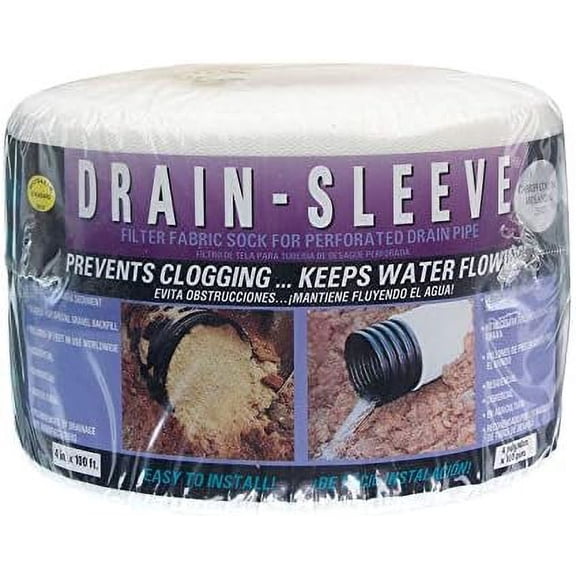 Drain Sleeve 04100-10 Filter Fabric Sock 4" X 100', 5-Pack