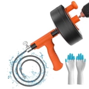 Drain Snake, 50ft Flexible Steel Drain Auger With Drill Adapter, Heavy Duty Sink Plumbing Unblocking Hand Auger, Manual Or Powered for Shower & Bathtub Clogs-No auto retract or feed