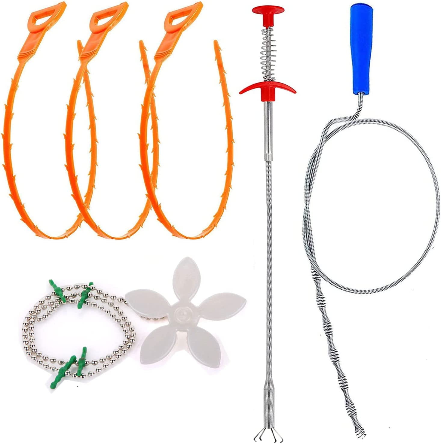 Drain Snake,6 Pack Shower Drain Unblocker,Multifunctional Sink