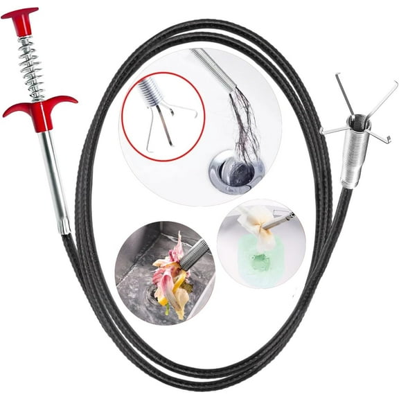 Drain Snake,61 inch Flexible Grabber Claw Pick Up Reacher Tool,Drain Clog Remover - Gutter Cleaning Tools for Home Sink, Bathroom Tub,Drain, Toilet, Tight Spaces