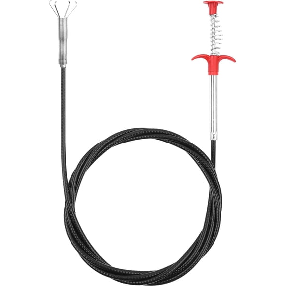 Drain Snake Auger with 4-Claw Grabber, Manual Sink Unclogger Tool, Flexible Cable for Kitchen, Bathroom Floor Drains & Pipes, Food & Hair Clog Remover (80 Inches)