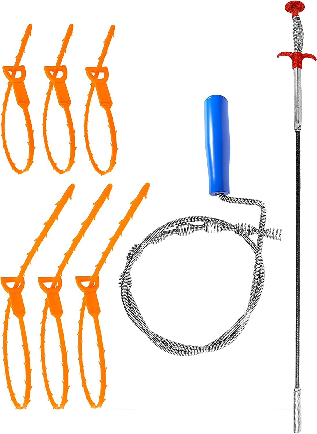 Drain Snake Clog Remover, 8 Pack Toilet Snake Auger, Sink Snake, Drain