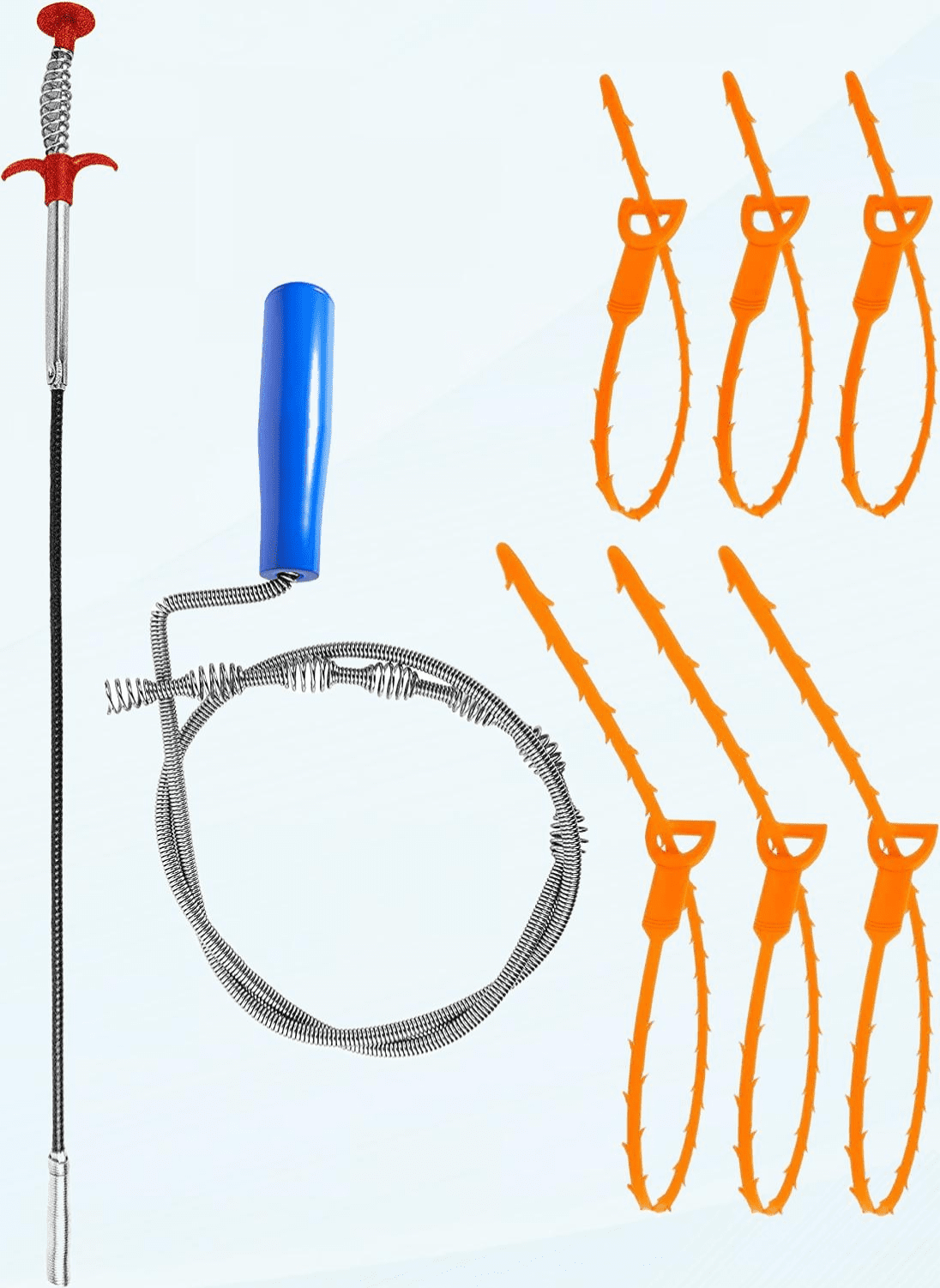 Drain Snake Clog Remover, 8 Pack Toilet Snake Auger, Sink Snake, Drain Auger for Kitchen, Toilet