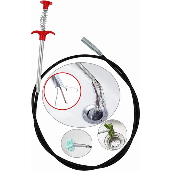 Drain Snake Drain Clog Remover Flexible Grabberable Pick Up Cleaning Tool Reacher Claw Stick, Drain Auger Grab Trash Hairs from Drain,Sink,Bathroom Tub Toilet Hose (79 Inch）