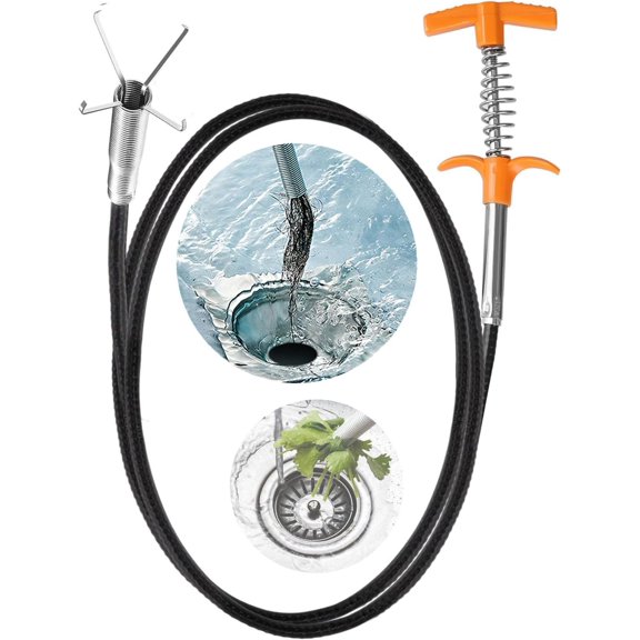 Drain Snake, Drain Clog Remover - Gutter Cleaning Tools Drain Cleaner for Toilet Sewer Shower Kitchen Bathroom Tub Clogged Drains Opener Cleaning Tool, Flexible Grabber Claw Pick Up Reacher (63 inch)