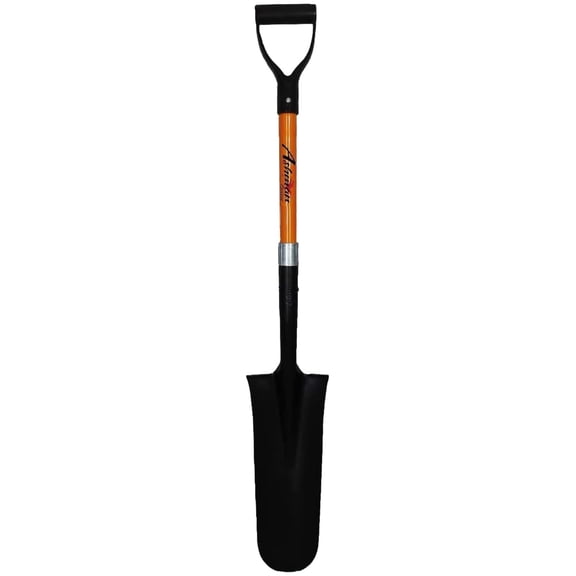 Drain Spade Shovel - 27 Inch D Handle Garden Spade - Heavy Duty Metal Blade Shovel for Digging, Weeding, and Landscaping - Orange Ashman Spade