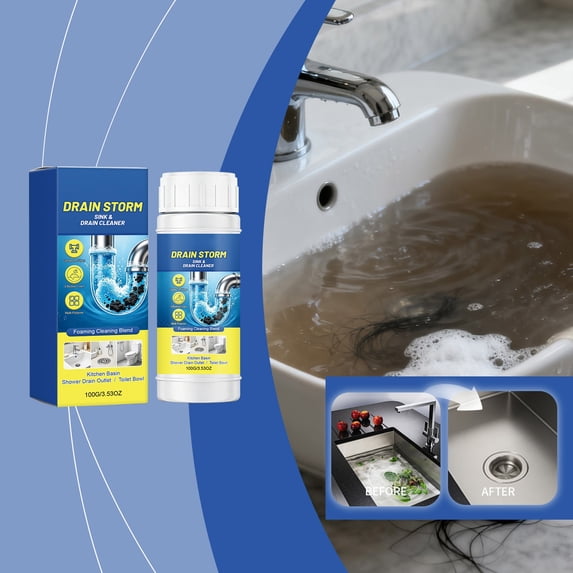 Drain Storm Foaming Drain Cleaner, Powerful Pipe Clog Remover for Kitchen & Bathroom Sinks