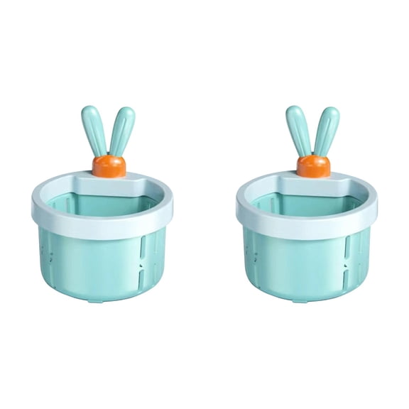 Drain Strainer Basket, 2 Pack Small Rabbit Kitchen Filter for Food Waste, Press-to-Dump Multifunctional Catcher with Stopper, for Home Sinks, Blue