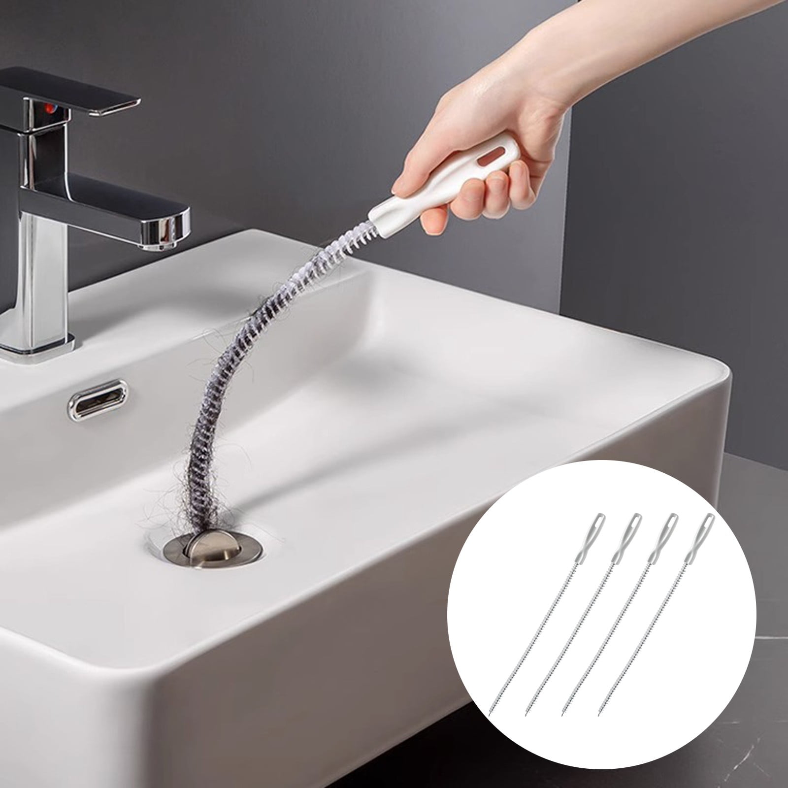 Drain Unblocker & Hair Remover & Shower Cleaner Brush With Spiral For