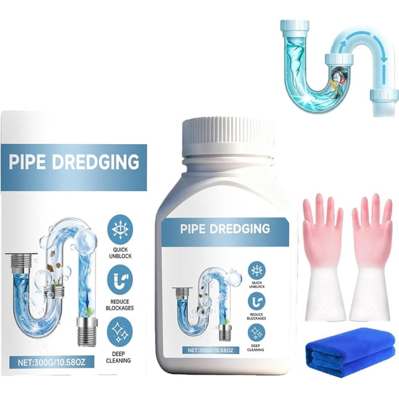 Drain Unblocker, Powerful Sink and Drain Cleaner Powder, 300g Instant Power Hair and Grease, Fast Acting Sink Toilet Drai Cleaner (300g)