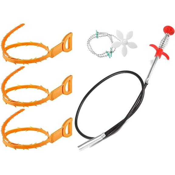 Drain Unblocker Tools 5 Pcs Spring Pipe Dredging Tool Sink Unblocker Tool Plug Unblocker Drain Hair Clog Remover Reusable Drain Cleaning Snake Brush Hair Catcher for Kitchen Sink Shower Sewer