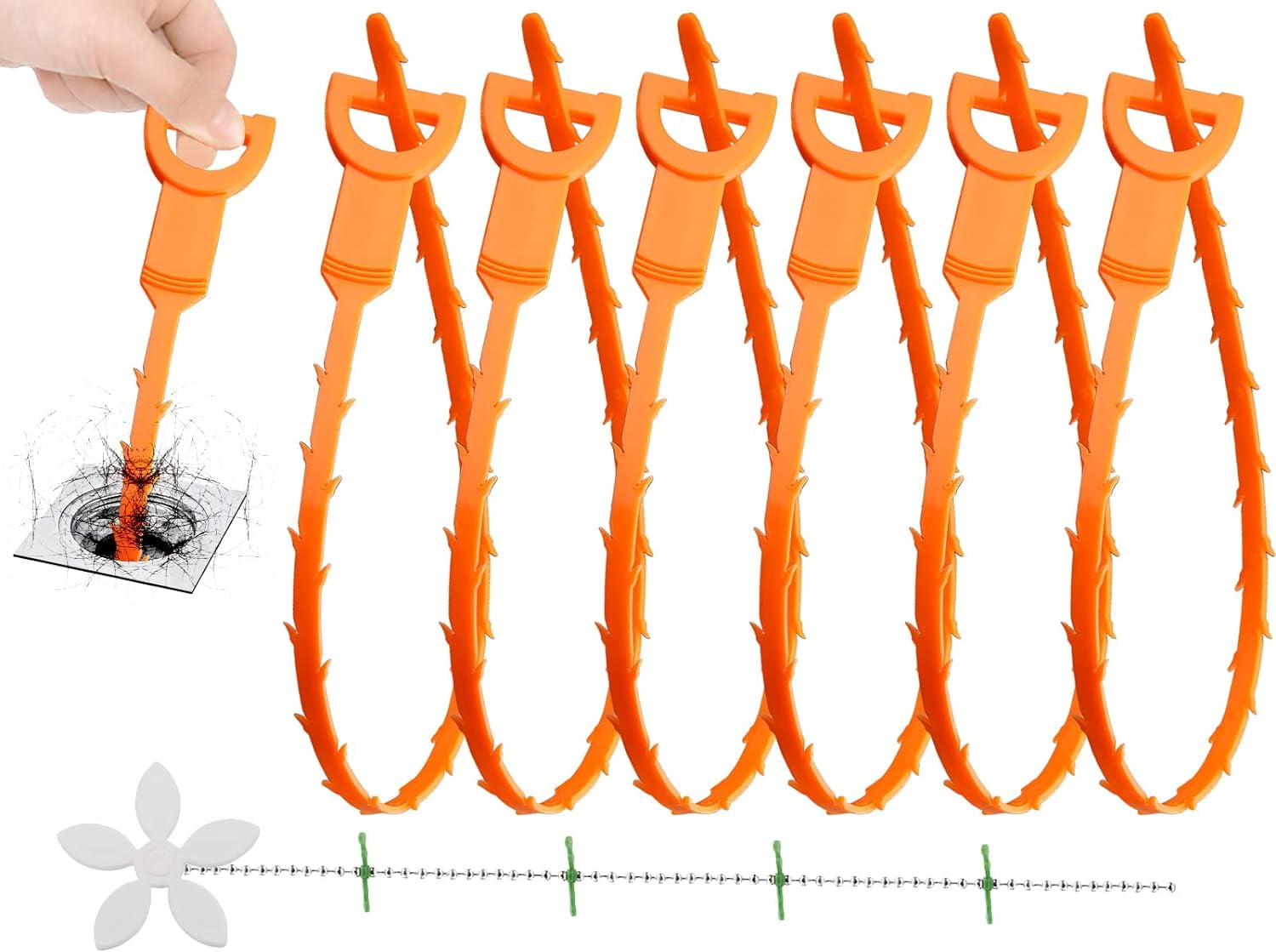 Drain Unblocker Tools 7PCS Sink Unblocker Tool Plumbing Snake Drain Hair Remover Sink and Drain Unblocker Drain Weasel Reusable Sewer Cleaning Hook Clog Remover for Kitchen Bathroom Bathtub Shower Wal...
