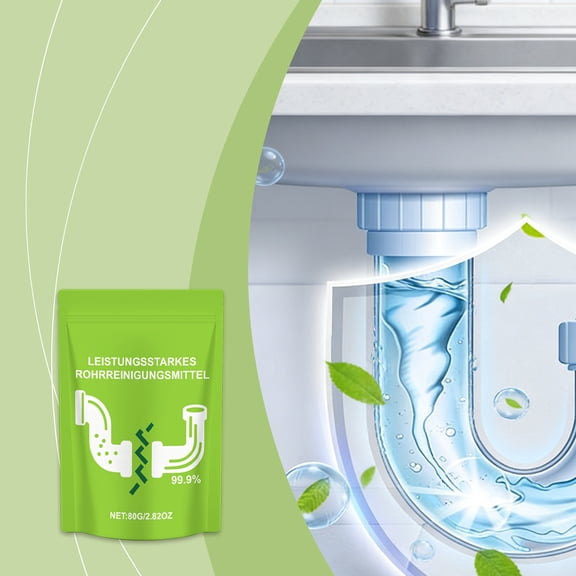 Drain Unblocking Powder,Powerful Kitchen Bathroom Toilet Clog Remover,Rapid Deep Cleaning Dissolves Grease Hair Soap Scum,Safe Versatile Solution for Home Commercial Plumbing Use-A