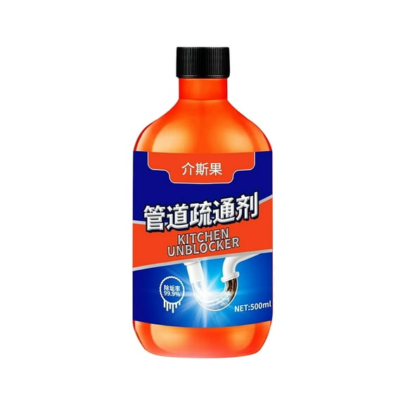 Drain Unclogger Liquid Pipe Cleaner For Sink Toilet Kitchen Sewer Grease Hair Clog Remover Powerful Dissolving 500Ml Bottle Safe For Pipes 1.02 Pounds