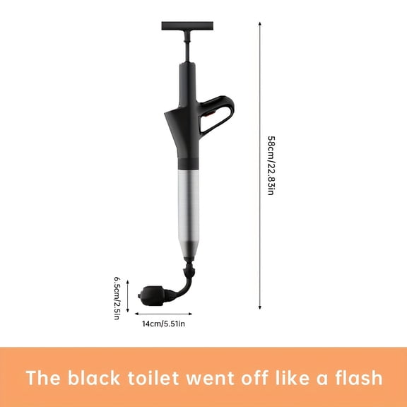 Drain Unclogger, Toilet Plunger Set, Drain Clog Removal Tool, High Pressure Air Drain Gun with Visual Air Pressure Gauge, Stainless Steel-T3 Pipe Unclogger [black]
