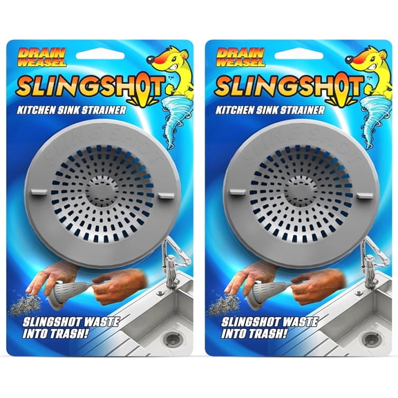 Drain Weasel Slingshot Kitchen Sink Drain Strainer Food Catcher Basket, 2-Pack