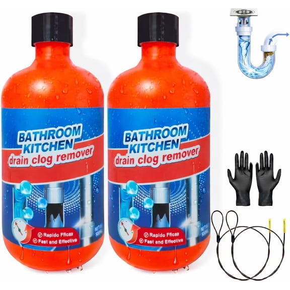 Drain clog remover, Drain Clog Dissolver, Opener-Cleaner, Toilet Clog Remover-Professional Strength Liquid Pipe Build Up Remover (2 pcs)