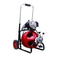 thumbnail image 1 of DrainMaster Pro Electric Sewer Snake Auger - 50FT x 3/8 Inch, Auto Feed, 8 Cutters, Heavy Duty Drain Clog Remover for Home & Commercial (Red), 1 of 5