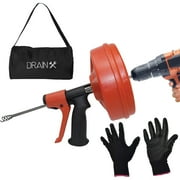 DrainX SPINFEED 25 Foot Drum Auger | Manual or Drill Powered Drain Snake