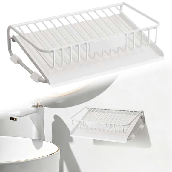 Drainable Soap Dish with Sloped Openwork Mesh & Quick-Dry Design, Bathroom Soap Holder for Countertop or Shower, Non-Slip Laundry Tray for Kitchen or RV, White, By Harlik