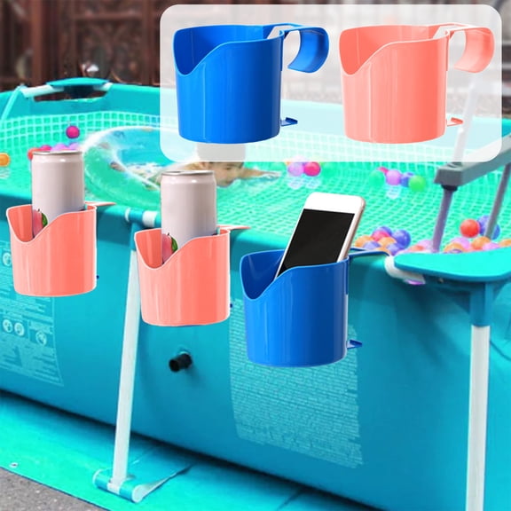 Drainable Splashproof Poolside Hanging Drink Caddy, Plastic Cup Storage Rack Fit for Above-ground Pool Rail, Hot Tub Deck, Patio and Outdoor Pool Sundry Organizing